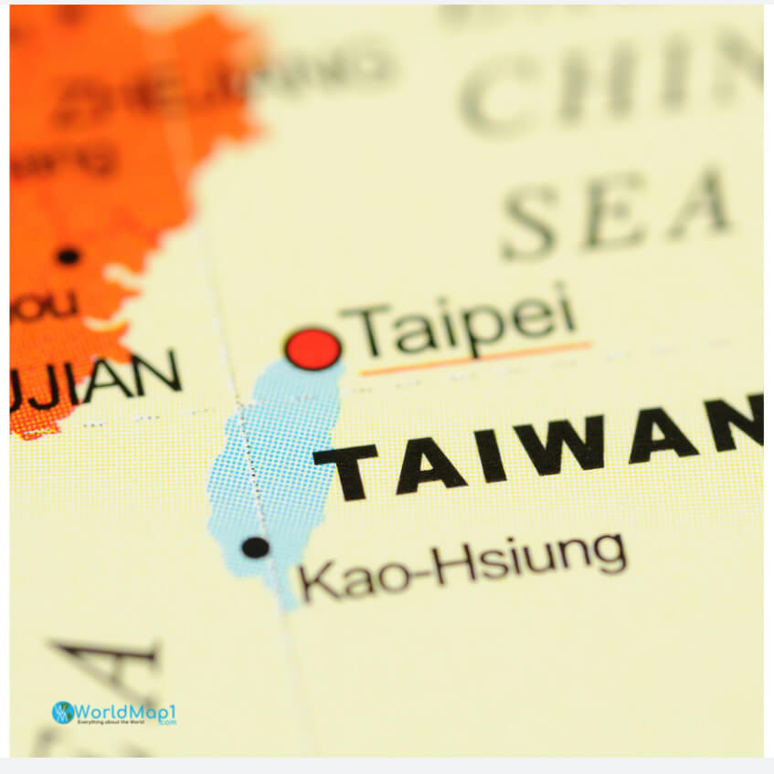 Taipei Kao-Hsiung Map in Taiwan